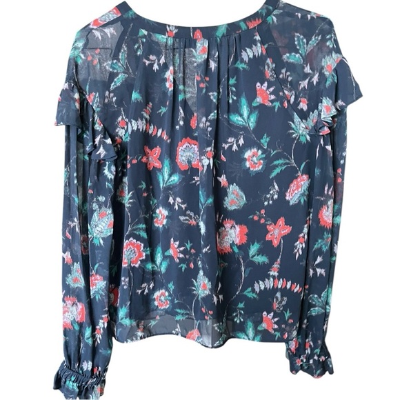 Derek Lam Collective Blue Floral Ruffle Blouse Womens Size 38/US 8 Medium - Picture 6 of 11